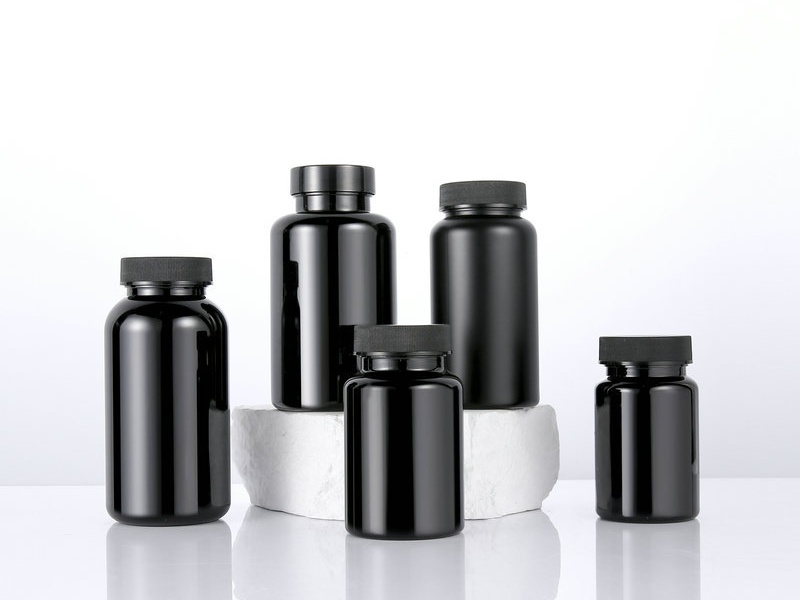 Black HDPE bottle